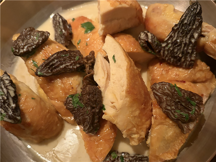 roast chicken and morels
